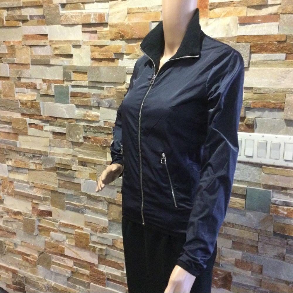 HERMES SELLIER Navy Nylon and Fleece Lined Light Zip Jacket - Picture 5 of 12